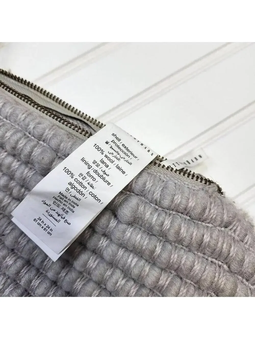 Pottery Barn 24x24 Textured Pillow Cover Gray Chunky Knit Cotton Euro Sham